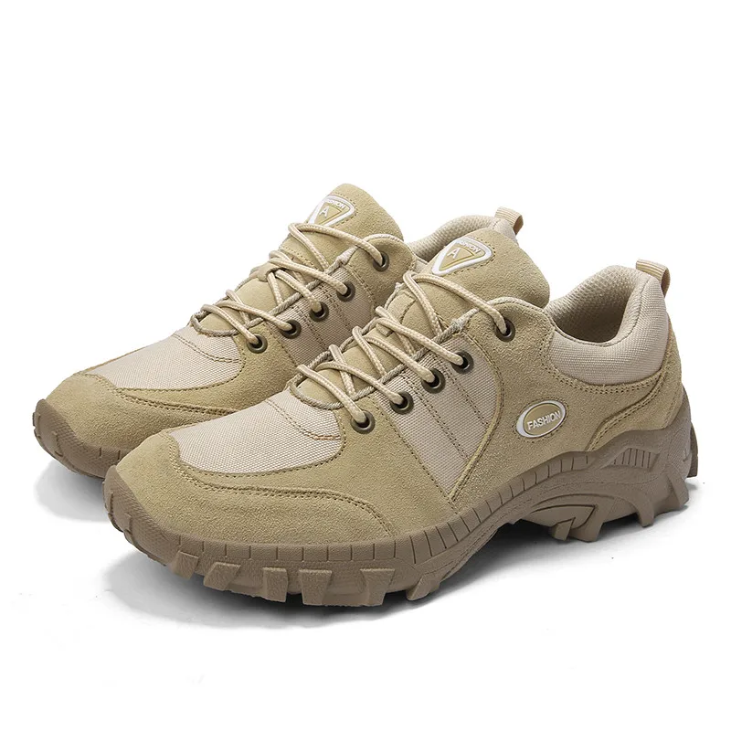 

Outdoor Men Genuine Leather Hiking Shoes Breathable Tactical Combat Army Boots Desert Anti-Slip Training Sneakers Trekking Shoes