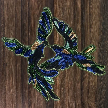 

1pc Large Big Bird Patches Embroidery Sequin Eagle Applique Paillette Fabric Sweater Clothes Sew on Patch T-shirt DIY Badge