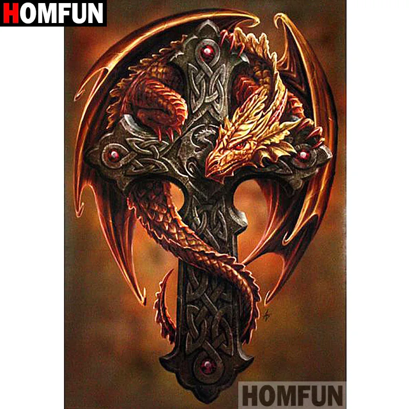

HOMFUN Full Square/Round Drill 5D DIY Diamond Painting "Dragon" Embroidery Cross Stitch 5D Home Decor A08756