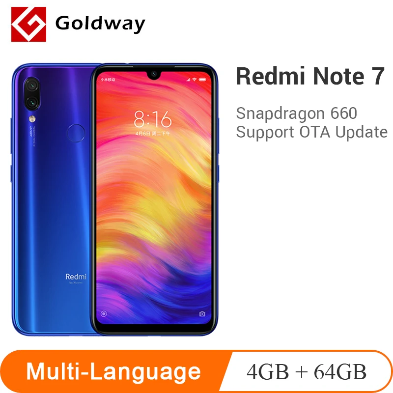 

Global ROM Original Xiaomi Redmi Note 7 4GB 64GB Smartphone Snapdragon 660 Octa Core 48MP Dual Camera 6.3" Full Screen 4000mAh