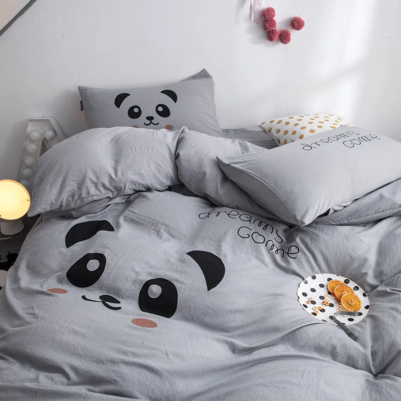 Liv Esthete Fashion Funny Panda Cartoon Bedding Set Soft Duvet