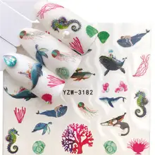 LCJ 1 шт. Черепаха/КИТ/морские водоросли/гиппокамп переводная наклейка для ногтей Красивая красная Кленовая листовая наклейка для ногтей