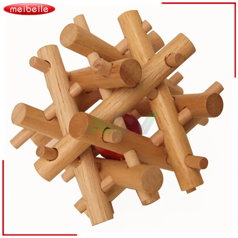 

9*9*9cm Typical Wooden Adult IQ Brain Teaser Kong Ming Lu Ban 12 Lock Puzzle Gift toy