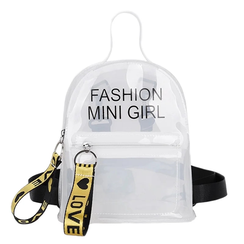 Модный прозрачный мини-рюкзак из ПВХ для женщин и подростков, школьная сумка для книг, прозрачные мини дорожные сумки mochila - Цвет: white