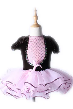 

New children girls puff sleeve Tutu ballet dance dress practice Princess stage outfits 1488