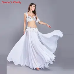 Роскошные кисточкой Для женщин костюмы танец живота Индия Dance наряд на Хэллоуин Карнавальный 4 шт.. Бюстгальтер Belt юбка повязки