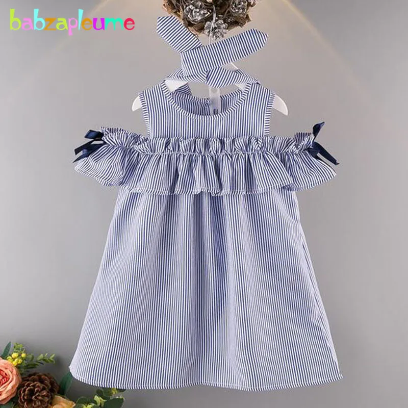 

babzapleume summer style baby clothes little girls party dresses stripe cute infant princess dress+headband 2piece suits BC1463