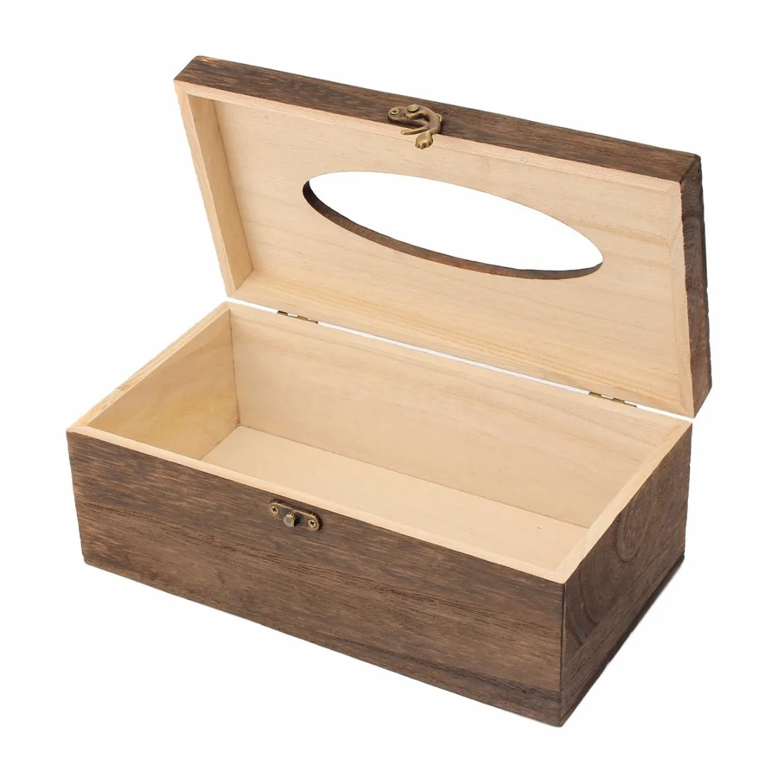 JX-LCLYL Retro Wooden Tissue Paper Box Case Cover Napkin Holder Bar Home Decoration New