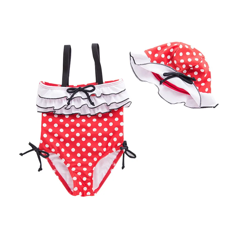 

Kids Baby Girls Swimming Suit Polyester Beachwear Swimsuit Bathing Suit Costume Girl Bodysuit+Cap 2pcs Kids Clothing Set