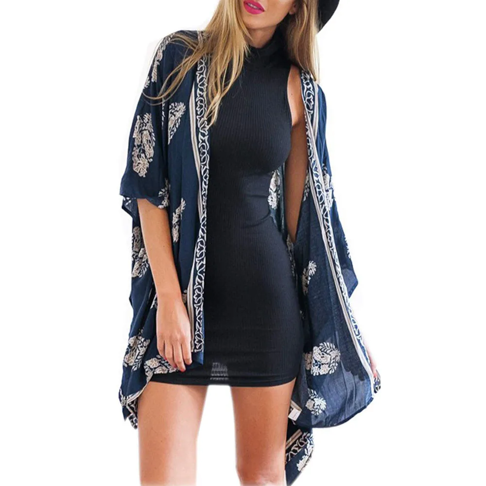 Women Printed Cardigan Blouse Tops Beach Cover Up Pareo Robe De Plage Tassel Swimwear Cloak Women Printed Cardigan Blouse Tops Beach Cover Up Pareo Robe De Plage Tassel Swimwear Cloak