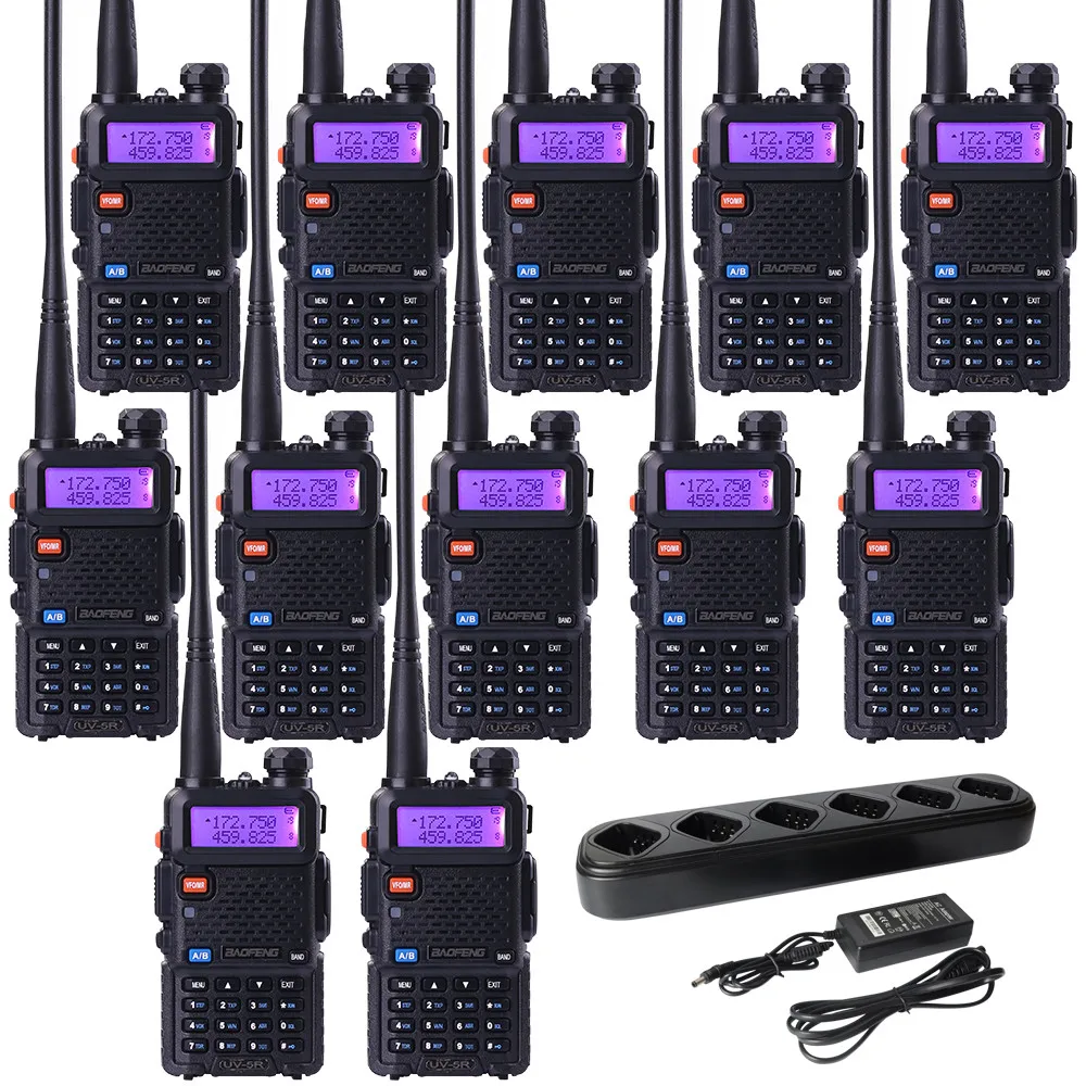 12 шт. радио+ 6Way Зарядное устройство UV-5R Dual Band иди и болтай Walkie Talkie Baofeng с 6 способ Зарядное устройство 128 CH Портативный иди и болтай Walkie Talkie “иди и радиолюбителей