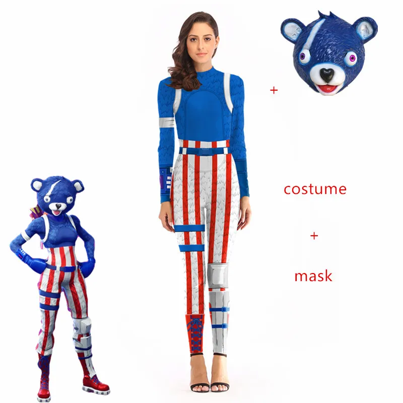 

New Fireworks blue Sexy Costume Women Battle Royale clothes set fornited Adult Halloween Carnival Costumes Fantasia clothing set