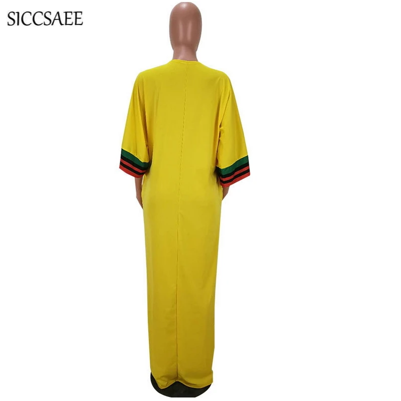 2018 Fall Striped Printed Bohemian Maxi Dress Floor Length Robe Longue Femme Gypsy African Style Dashiki Loose Kaftan Bestidos