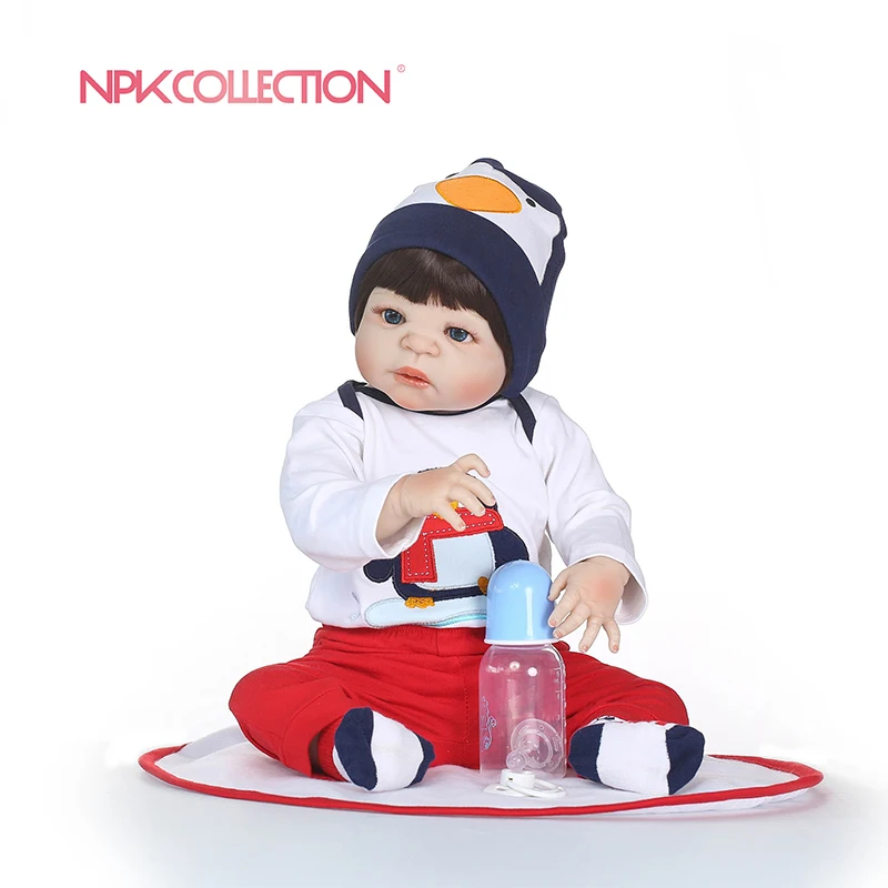 NPKCOLLECTION Lifelike Silicone Reborn Baby Menina Alive 23'' Newborn Baby Dolls Full Vinyl body Kids Playmates Toys on Birthday