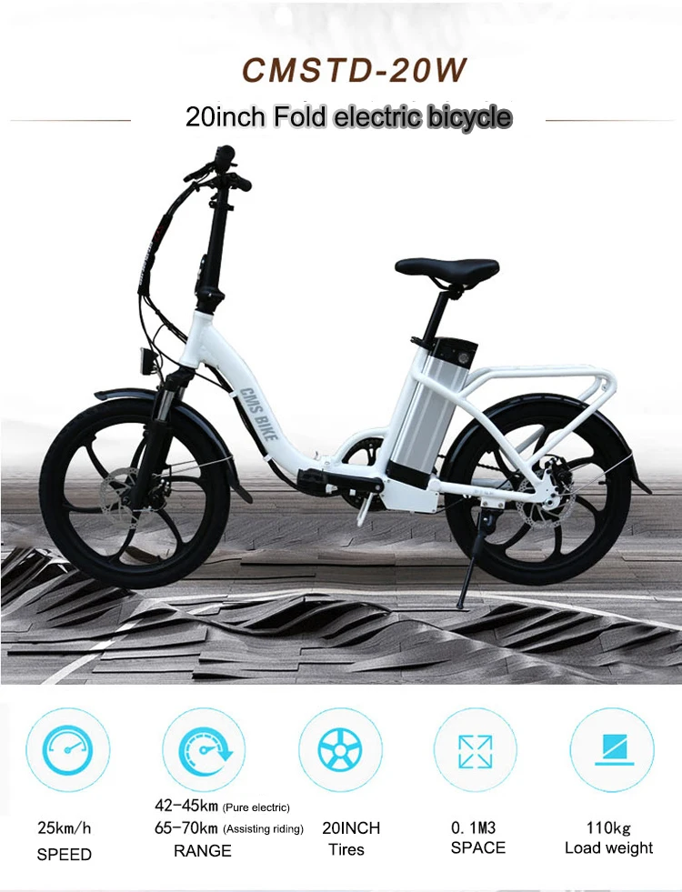 Sale Foldable Electric Bike 2 Wheels Electric Bicycle 36V 350W 25KM/H Double Brake System Electric Scooter For Adults With Seat 8