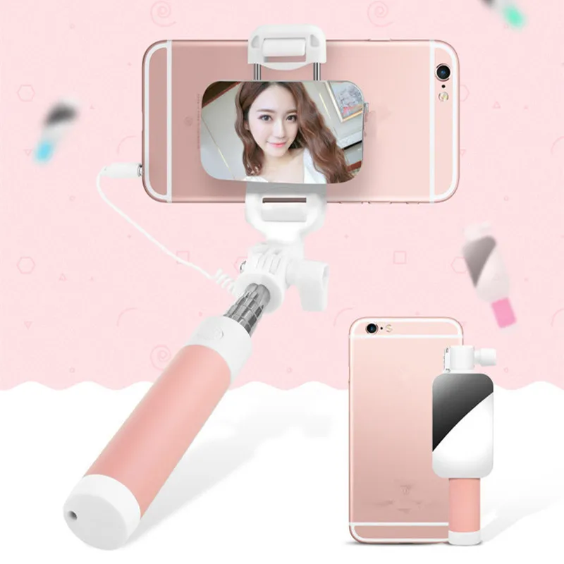 

Candy Wired Selfies Stick Extendable Handheld Monopod Mini Tripod Stand With Mirror For Android Iphone Samsung 6S Lg Huawei P7