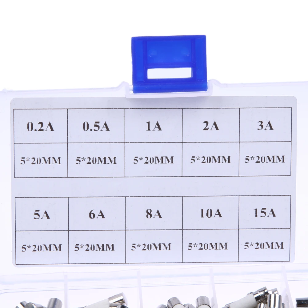 100 шт. высококачественный белый керамический автомобильный предохранитель 5x20 мм Автомобильная страховая трубка 0.2A 0.5A 1A 2A 3A 5A 6A 8A 10A 15A предохранители