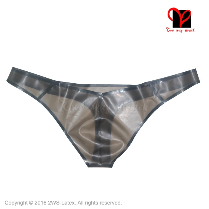 Sexy Latex T String pouch Trims Underwear transparent brown Rubber panty pants briefs shorts thongs underpants bottoms KZ-097