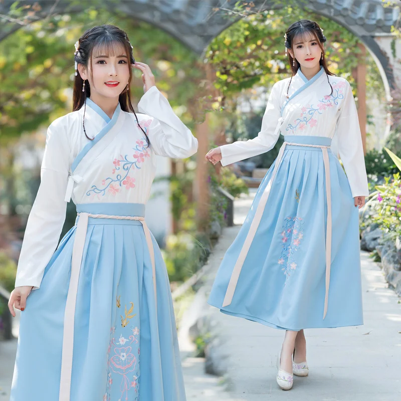 Chinese Style Women Hanfu Costume Embroidery Slim Ancient Traditional Elegant Tang Dynasty Princess Wear DL3760 | Тематическая