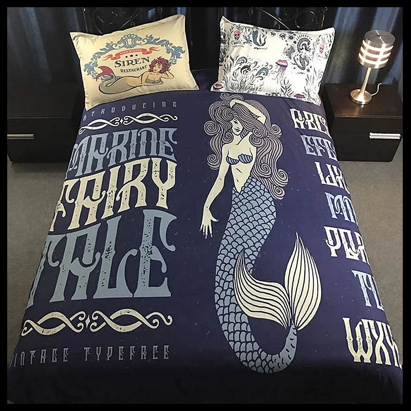 Mermaid Bedding Set Queen Twin Soft Bedclothes Reactive Printing Duvet