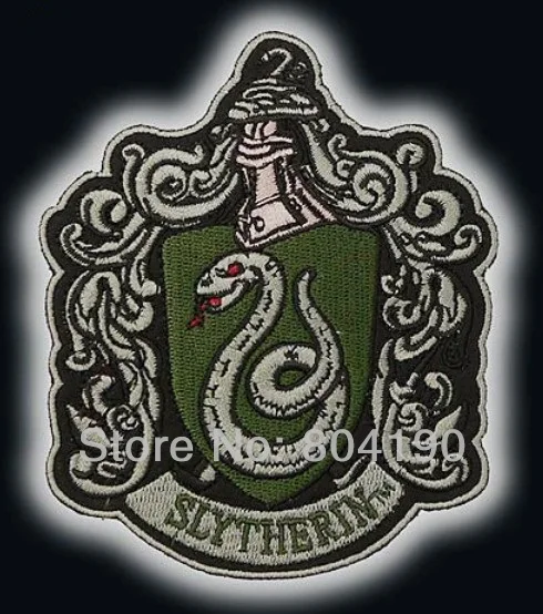

HARRY POTTER "Salazar Slytherin" Crest Emblem Embroidered Iron On Patch rock retro applique wholesale dropship Free Shipping