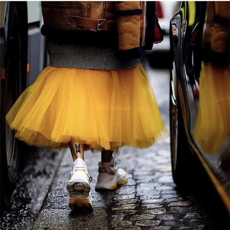 

Tulle skirt mesh tutu skirt for women girls luxury brand spring summer 2019 new yellow purple color ball gown long maxi skirt