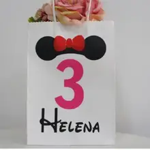 Персонализировать Минни день рождения Добро пожаловать мешки, на заказ на день рождения спасибо подарочные пакеты, мыши Детские Крещение для душа подарочные пакеты