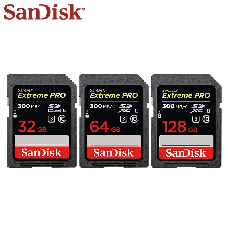 100% Оригинал SanDisk SD карты 128 ГБ 64 ГБ 32 ГБ до 300 м/с Class 10 U3 UHS-II Extreme Pro карты памяти для Камера