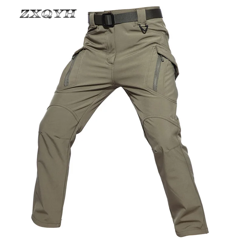 ZXQYH IX9 Зимние флисовые софтшелл штаны камуфляжные военные тактические штаны для спорта на открытом воздухе походные охотничьи брюки армейские штаны
