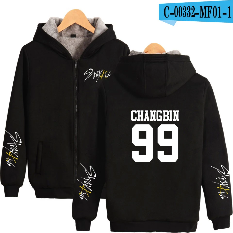 2D Stray Kids Yellow Wood Printed Hot Sale Long Sleeve thickening Zipper Hoodies Women/men K-pops Casual Cool weatshirt - Цвет: Многоцветный