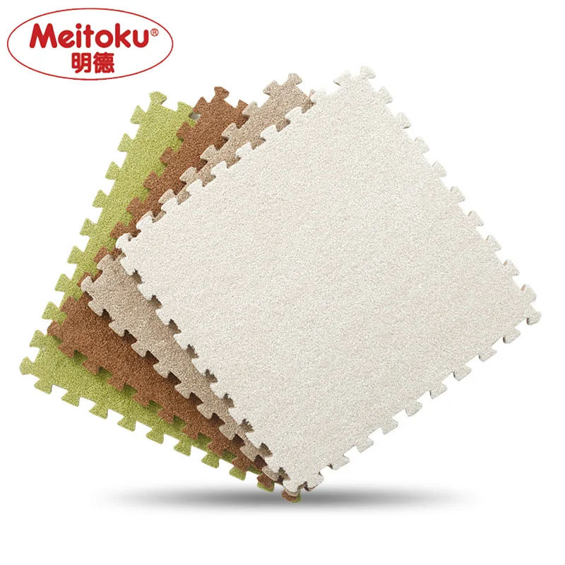 Мягкий детский игровой коврик пазл Meitoku из EVA пены с коротким мехом Напольный