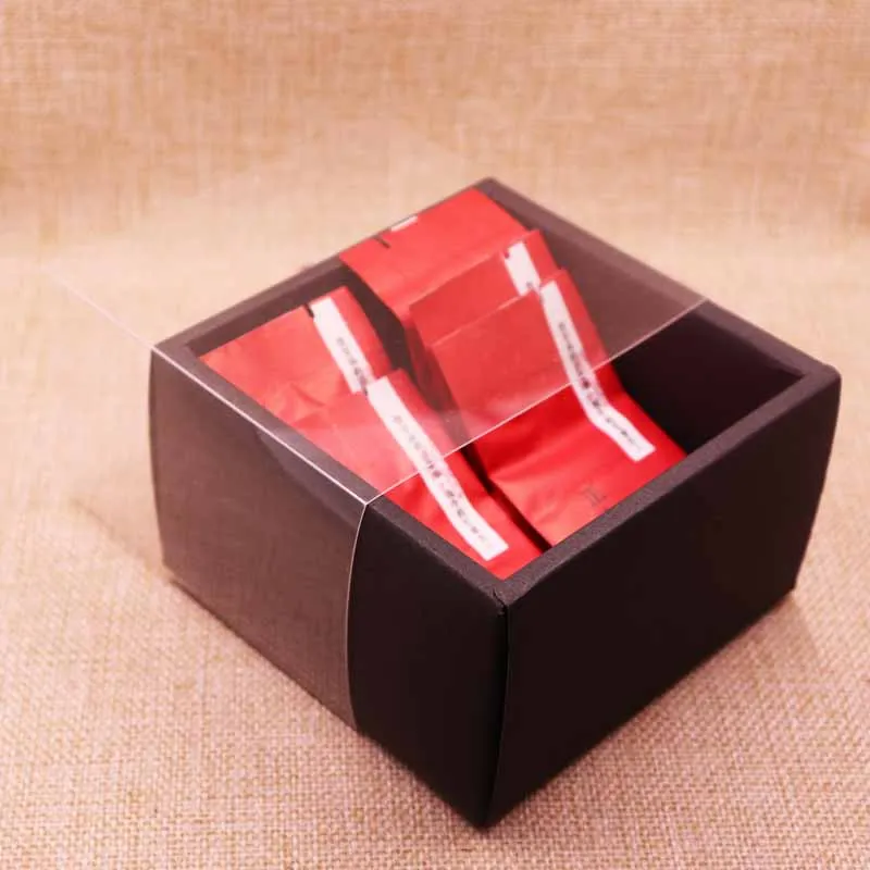 10 шт./лот, новинка, сделай сам, прозрачная коробка с ящиком, 5 размеров, для выбора ювелирных изделий, серьги, браслет, кольцо, подарочные коробки, черный бант, чехол - Цвет: 115x115x70mm