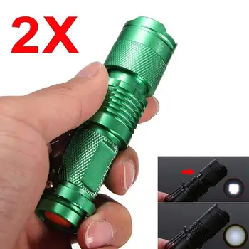 

2pcs 1200lm Q5 LED Mini Zoomable Flashlight 14500 AA Focus Torch Green