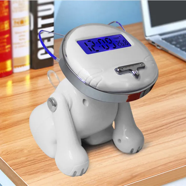 Modern style temperature and time display dog alarm clock digital clock