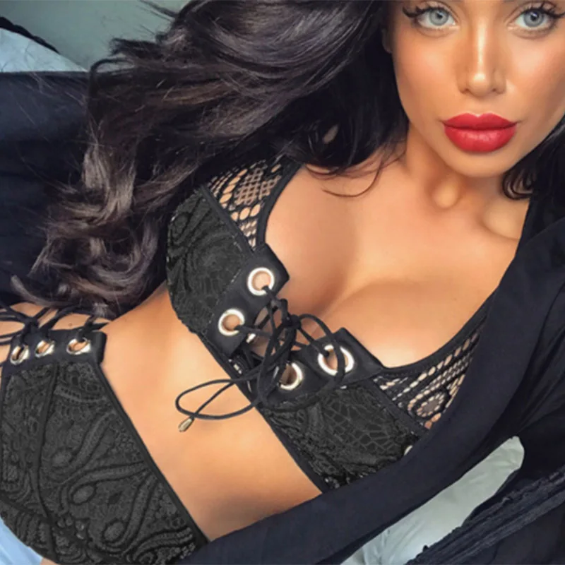 

TCBSG 2019 Sexy Blcak White Lace Push Up High Waist Swimsuit Bikini Set Solid Bikinis Women Swimwear Banting Suit Swim Biquini