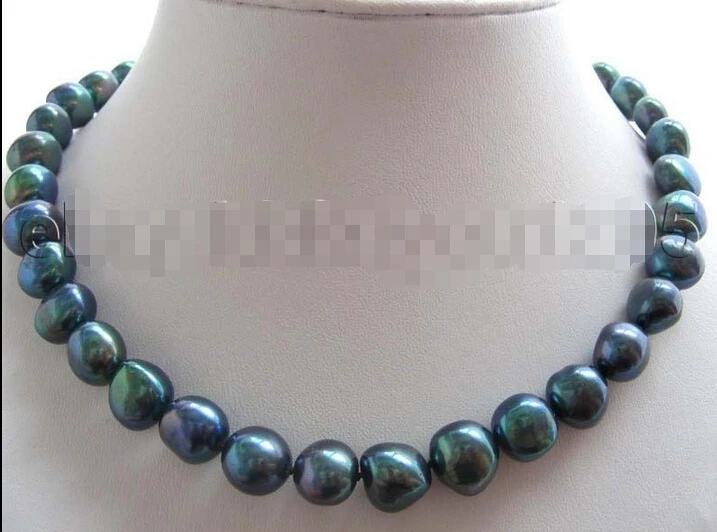 

17" Genuine Natural 12mm Black Baroque Pearl Necklace! AAA