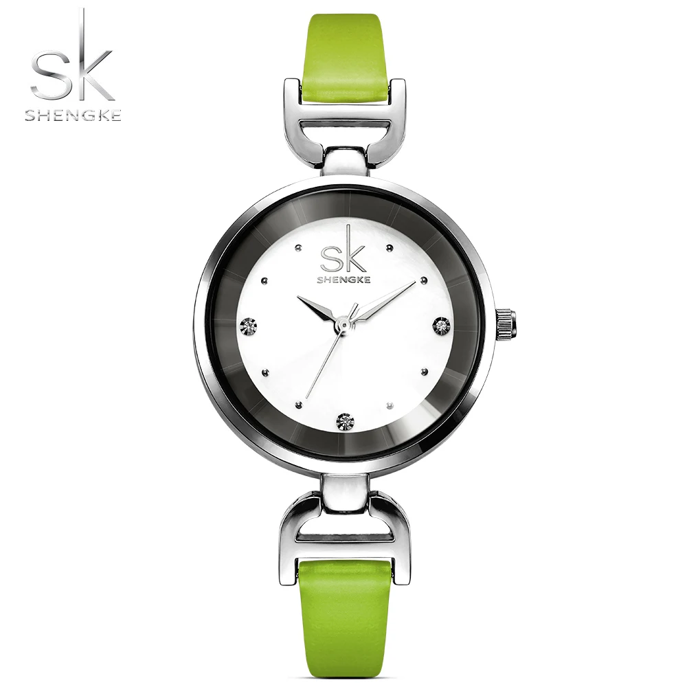 

Shengke Brand 2018 New Fashion Leather Strap Diamond Quartz Women Watches Ladies Dress Wristatches Female Casual Girl Watches