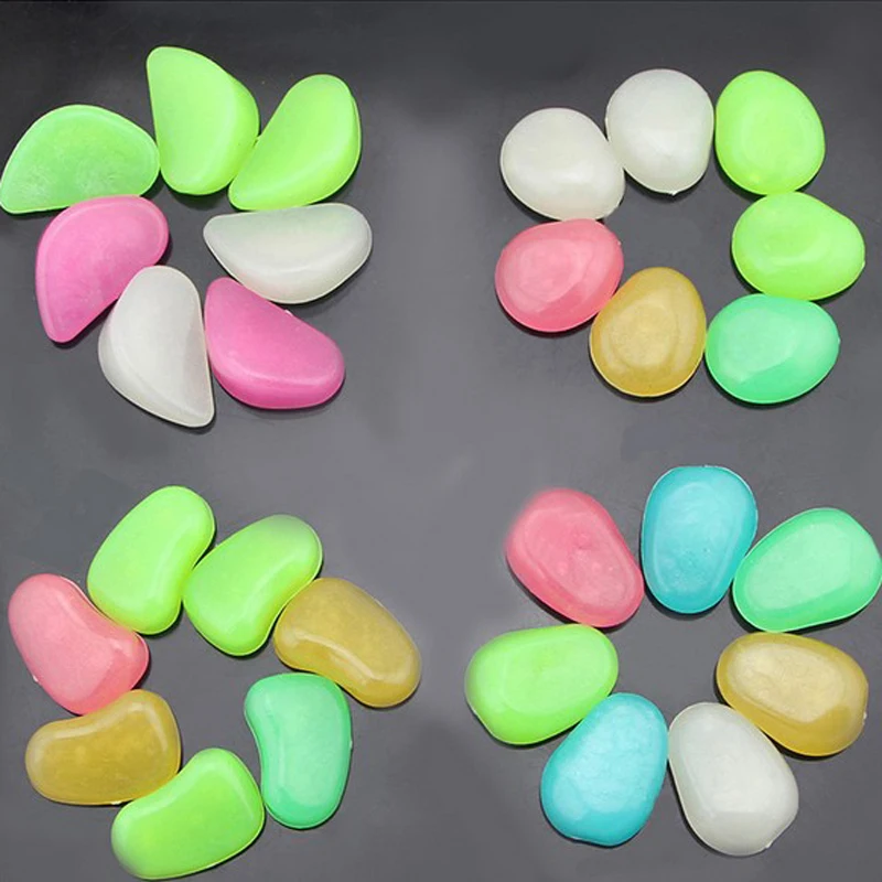 JX-LCLYL 100Pcs Glow in the Dark Pebbles Home Garden Walkway Aquarium Fish Tank Stone