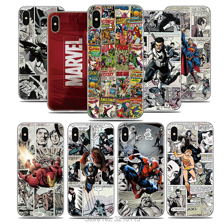 

For BQ Aquaris X X X2 pro C E5 M5 M5.5 X5 V VS plus U2 lite Case Silicone Soft TPU Marvel Comics pattern Cover Phone Cases