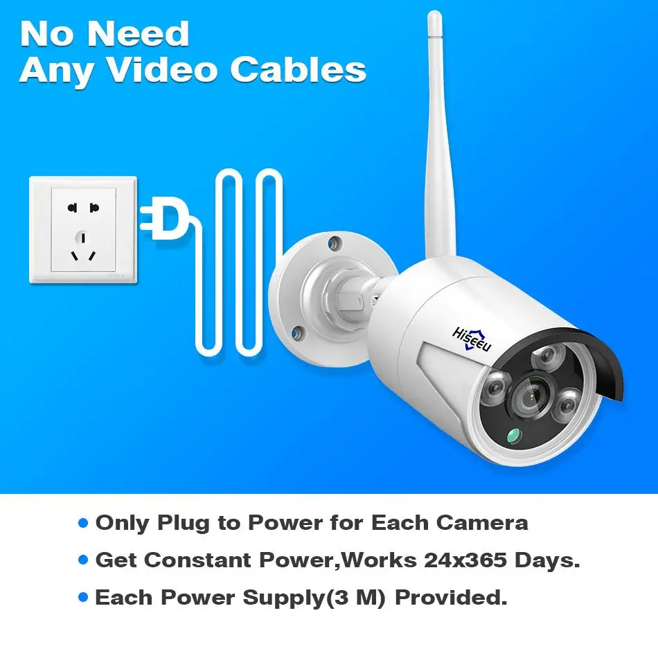 Hiseeu 8CH Wireless NVR Kit P2P 1080P Audio Home Security Wasserdichte Straße Ip-kamera CCTV WIFI video überwachung System kit Hiseeu 8CH Wireless NVR Kit P2P 1080P Audio Home Security Wasserdichte Straße Ip-kamera CCTV WIFI video überwachung System kit