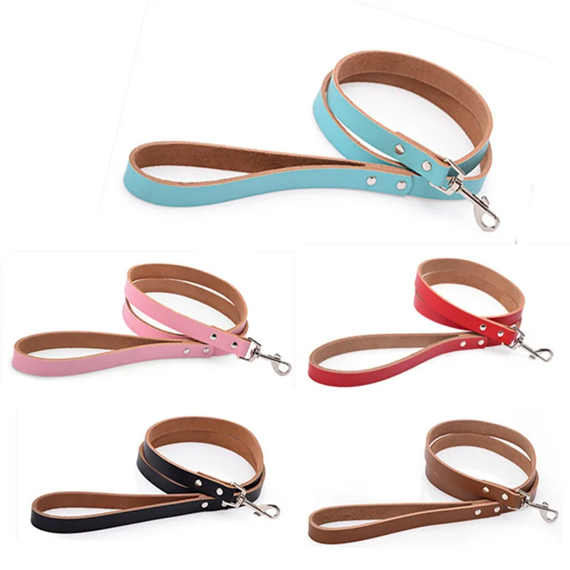 Genuine Leather Dog Leash Pet Training Walking Leash Lead Heavy Duty