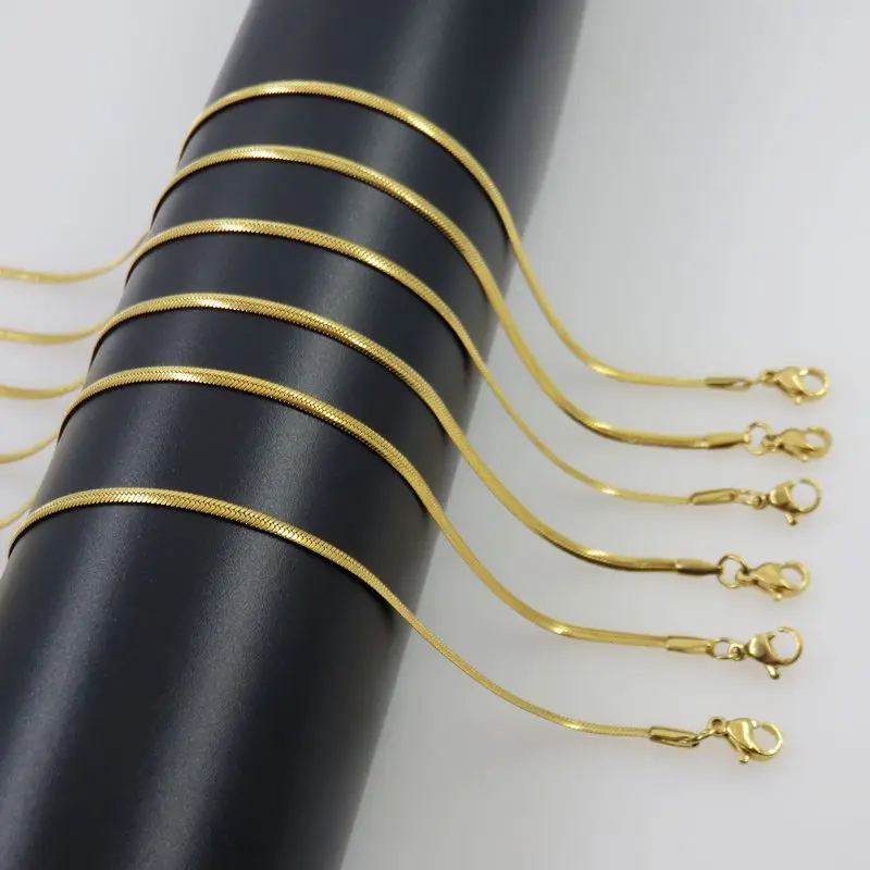 Золотая Женская цепочка 316L из нержавеющей стали ожерелье-змейка для мужчин, высокое качество модные ювелирные изделия 2 мм в ширину 45-60 см