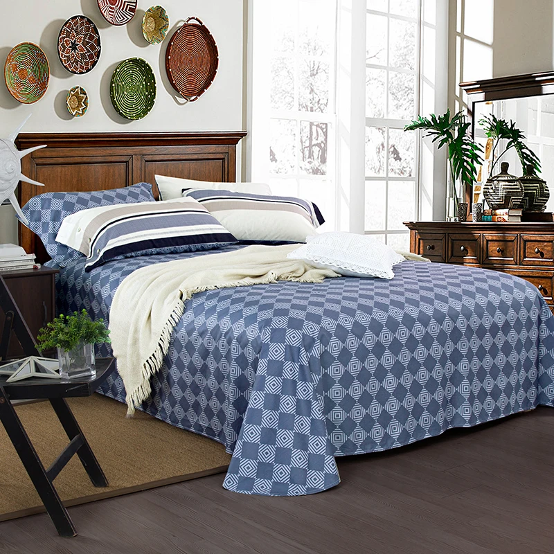 Waliicorners 4pcs 100%Cotton Printed Bedding set Button Duvet Cover set Bedsheet Pillowcases Queen King Size bed linen 56 IMG_3935