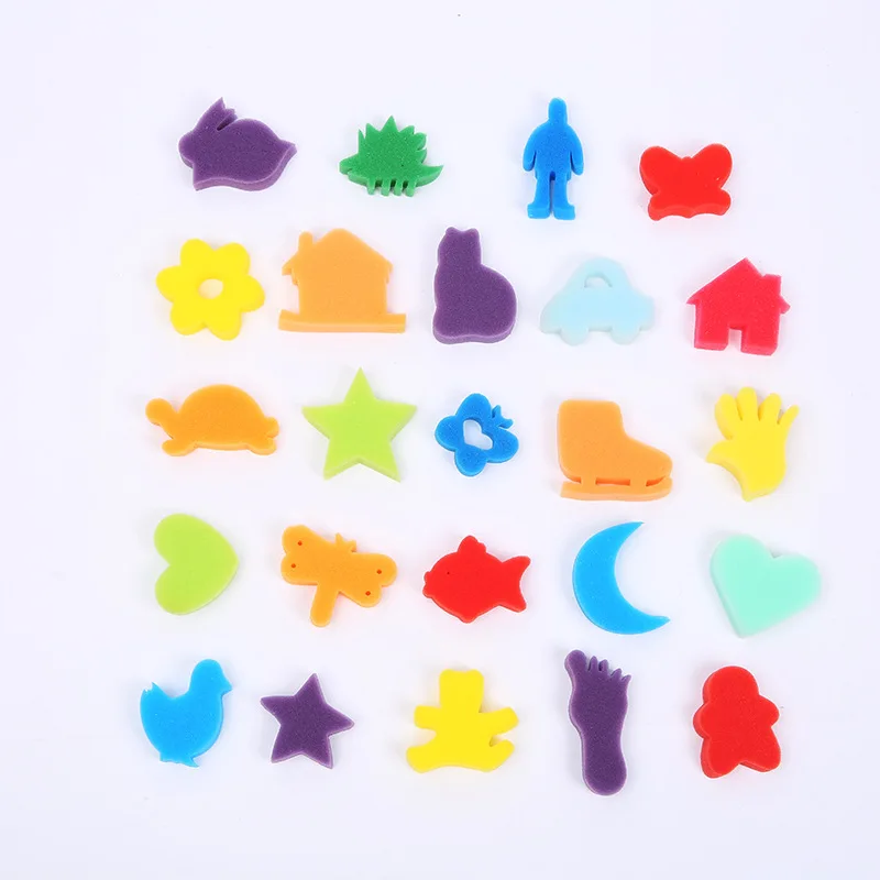24pcs Hewan Spons Blok Lukisan Spons Diy Seal Doodle Anak Anak