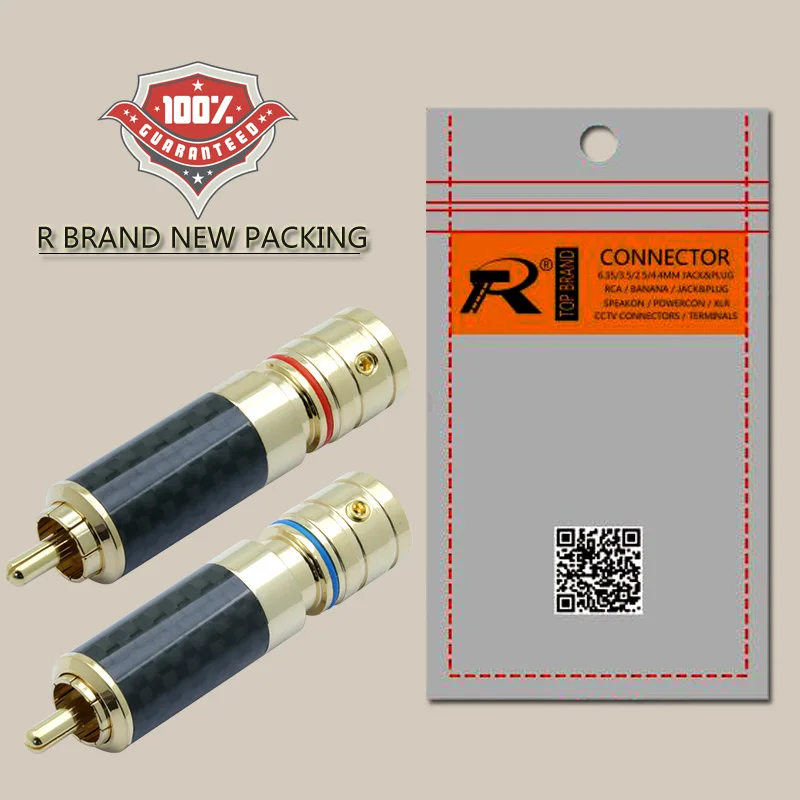 Carbon Fiber RCA Connector RCA male plug adapter VideoAudio Wire Connector Support 8mm Cable Super High Quality (6)