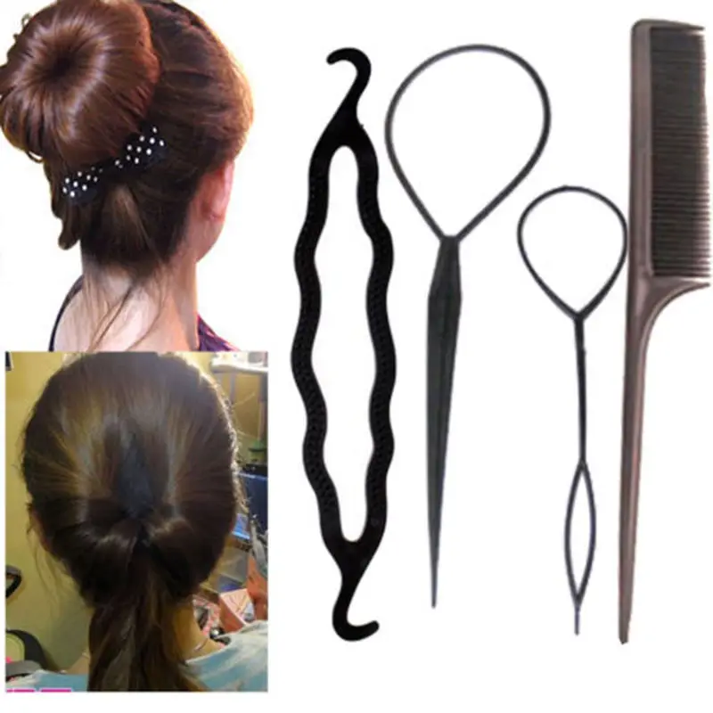 

4pcs/set 3 Kinds Magic Hair Styling Accessories Braiders Hair Pin Bun Roller Maker Hair Braiding Twist Curler Hair Accessories