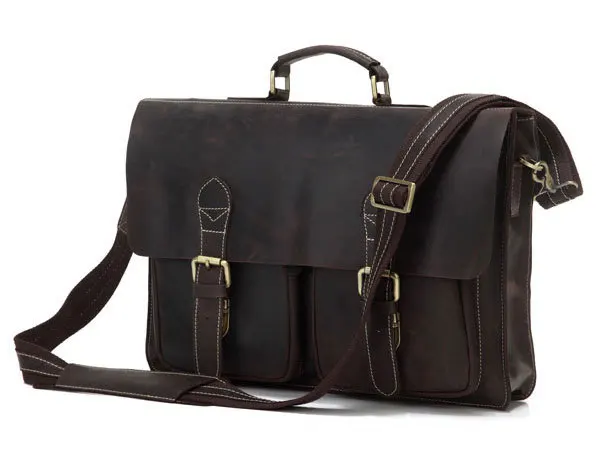 

Rare 100% Genuine Crazy Horse Vintage Leather Messenger Bags For Men Briefcases JMD Leather Bags  Drop Shipping 5Pcs/Lot #7105R