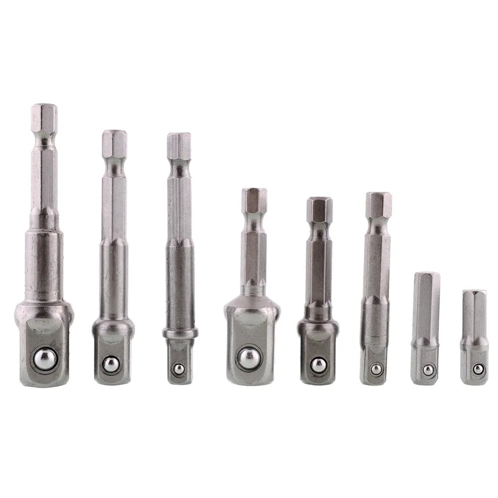 

8pcs Socket Bits Adapter Set Hex Drill Nut Driver Power Shank 1/4" 3/8" 1/2" Connecting Rod Head Extension Drill Bits Bar