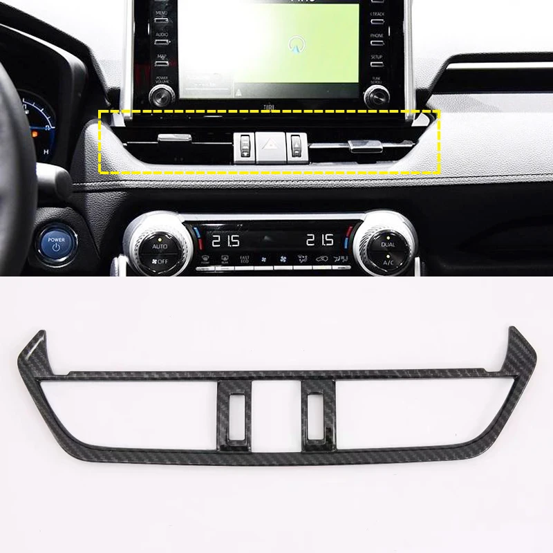 

Car Styling Carbon Fiber Color Interior Center Air Outlet Diffuser Vent Panel Cover Trim 1pcs For Toyota RAV4 XA50 2019