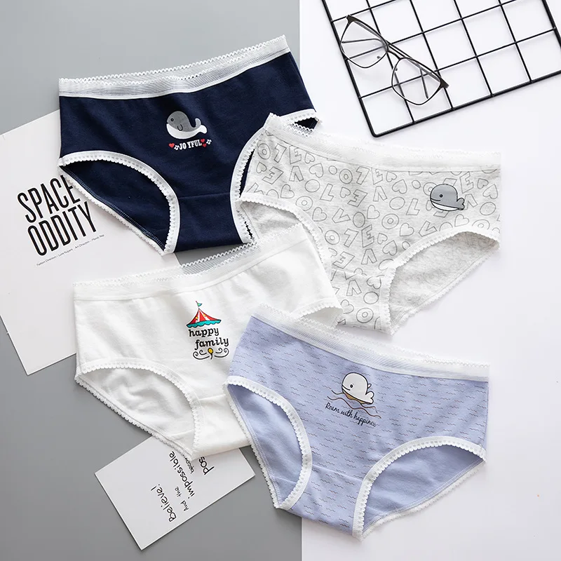 

2pcs/lot Cotton panties women pattern cotton underwear women gril briefs lingerie ladies underpants cartoon female wholesale